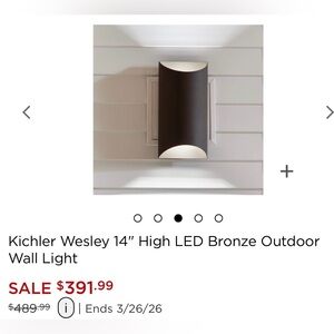 Wesley 20W 2 LED Medium Outdoor Wall Lantern by Kichler